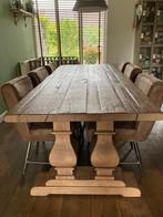 Robuuste massief eiken kloostertafel landelijk 100x240, Huis en Inrichting, Ophalen, Gebruikt, Eikenhout, 200 cm of meer