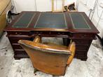 Chesterfield mahonie klassiek Engels bureau groen inlegblad, Ophalen, Gebruikt