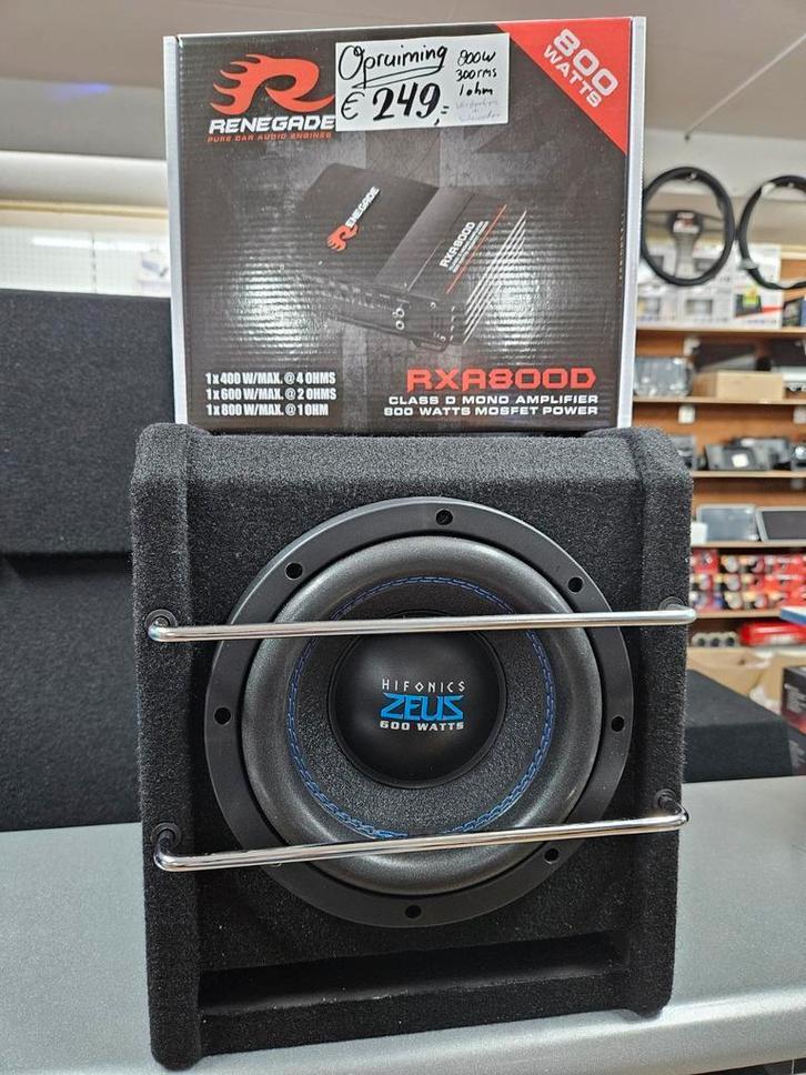 Dikke mini subwooferset 600watt hifonics/renegade, Auto diversen, Autospeakers, Nieuw, Ophalen of Verzenden