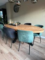 Eetkamerstoelen eetstoelen 6 stuks zwart groen velvet, Ophalen, Gebruikt, Vierkant, 50 tot 100 cm