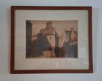 Schilderij Han Jelinger,straatbeeld Maastricht, uit 1938, Antiek en Kunst, Kunst | Schilderijen | Klassiek, Ophalen of Verzenden