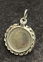 Wilhelmina dubbeltje 1948 in zilveren montuur, Verzenden, Zo goed als nieuw, Zilver