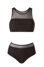 Beachwave crop bikini met mesh kleur zwart maat 38, Kleding | Dames, Badmode en Zwemkleding, Zwart, Nieuw, Ophalen of Verzenden