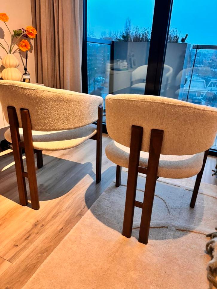 Luxe Japandi eetstoelen, Huis en Inrichting, Stoelen, Zo goed als nieuw, Eén, Wit, Ophalen