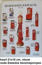 klassieke/antieke BENZINEPOMPEN, op Zweedse kaart 21x15 cm., Ophalen of Verzenden, 1920 tot 1940, Ongelopen, Overige thema's