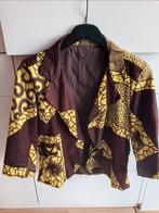 S prachtig bruin jasje apart gele print 3/4 mouw openvallend, Bruin, Nieuw, Ophalen of Verzenden, Jasje