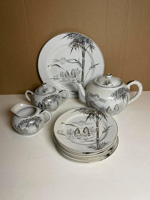 Thee/koffie servies, gebaksbord en gebaksbordjes, Antiek en Kunst, Antiek | Servies compleet, Ophalen of Verzenden