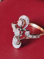 Antieke ring ca 1900 met diamanten 0,66kt, Gebruikt, Ophalen of Verzenden, 17 tot 18, Met edelsteen