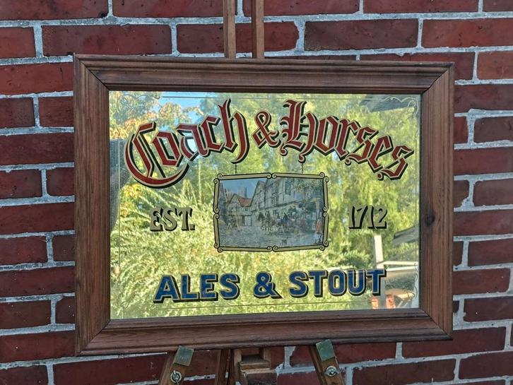 Vintage Coach & Horses Spiegel - Ales & Stout, Huis en Inrichting, Woonaccessoires | Spiegels, Gebruikt, Minder dan 50 cm, Minder dan 100 cm