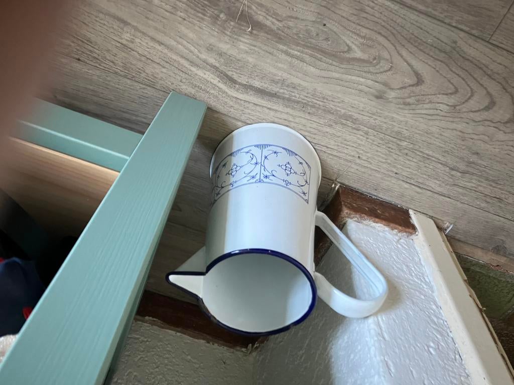 Emaille hoge kan. In zeer goede staat. Mooi decor., Ophalen of Verzenden