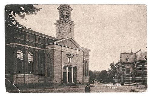 976689 Assen Kerkplein 1924 Postzegel afgeweekt, Verzamelen, Ansichtkaarten | Nederland, Gelopen, Drenthe, 1920 tot 1940, Ophalen of Verzenden