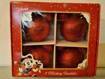 Orig, DISNEY, 4X, MICKEY MOUSE, KERSTORNAMENT, Doos, Nieuw! beschikbaar voor biedingen