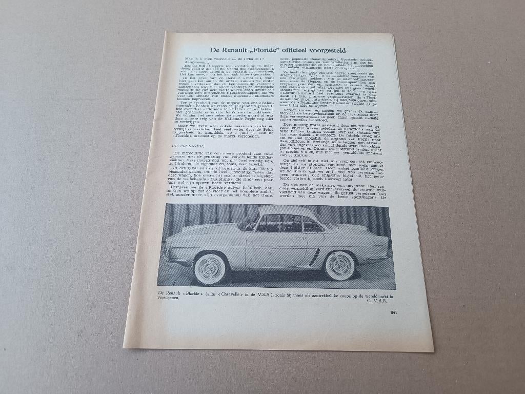 Auto Test (uit oud tijdschrift) Renault Floride (1962), Verzenden, Gelezen, Renault
