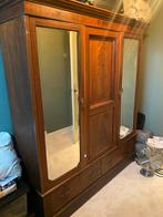 Antieke houten kast met spiegeldeuren - 205x183x55 cm, Ophalen, Gebruikt, 200 cm of meer, 150 tot 200 cm