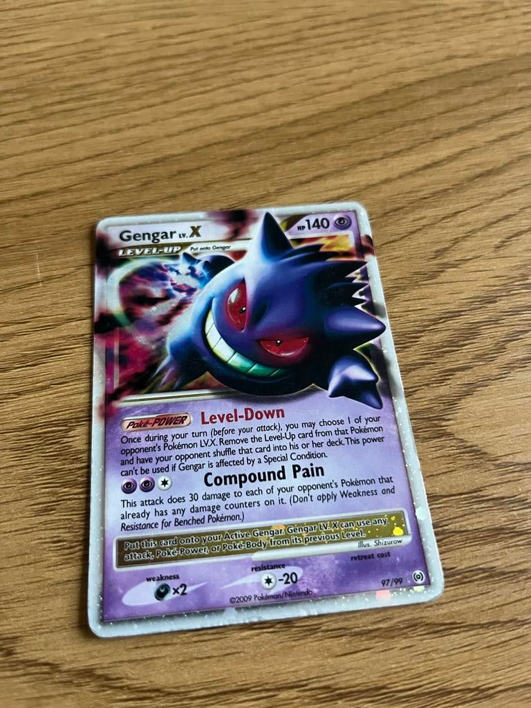 Gengar LV.X - Zeldzame Pokémonkaart, Ophalen of Verzenden, Gebruikt, Losse kaart