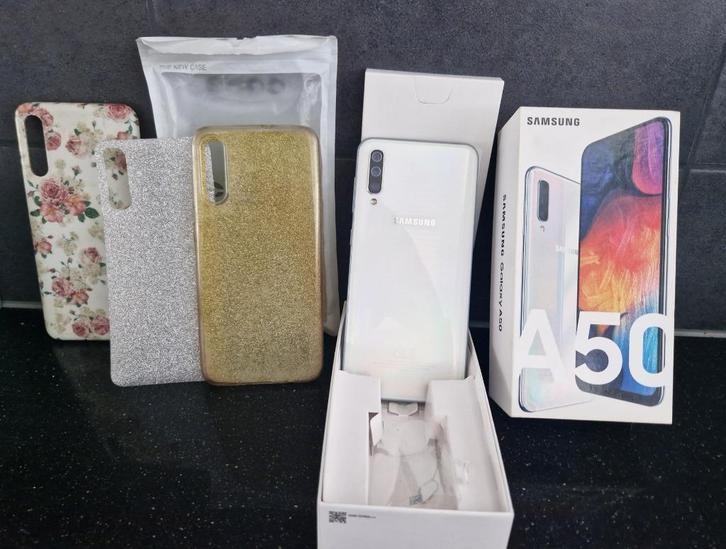 Prima Samsung Galaxy  A50 Parelmoer Wit 128GB, Telecommunicatie, Mobiele telefoons | Samsung, Gebruikt, Galaxy A, 128 GB, Zonder abonnement