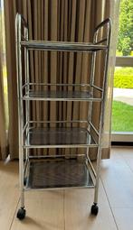 4-laags chromen keuken of badkamer trolley, Ophalen, Minder dan 50 cm, Overige typen, Zo goed als nieuw