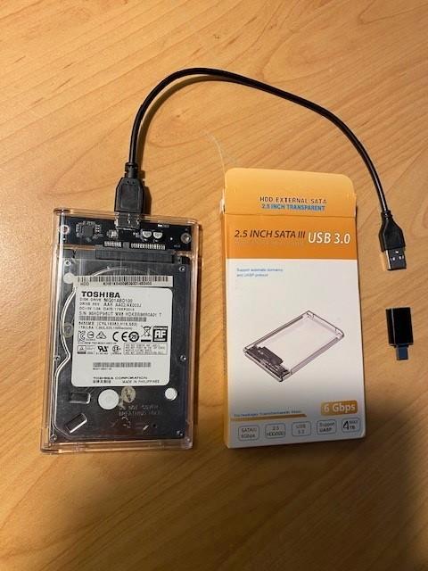 1TB externe harde schijf 2.5 inch HDD in behuizing USB 3.0, Computers en Software, Harde schijven, Zo goed als nieuw, Laptop, Extern