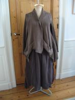 Completo collection Arthurio bruin linnen vest rok L, Kleding | Dames, Ophalen, Zo goed als nieuw, Bruin, Onder de knie