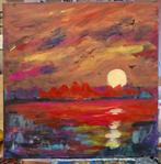 prachtige rode zonsondergang schilderij, Ophalen of Verzenden