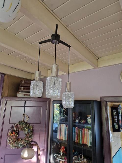 Cascade lamp uit de seventies 3 glazen kelken, Huis en Inrichting, Lampen | Hanglampen, Gebruikt, Minder dan 50 cm, Glas, Ophalen of Verzenden