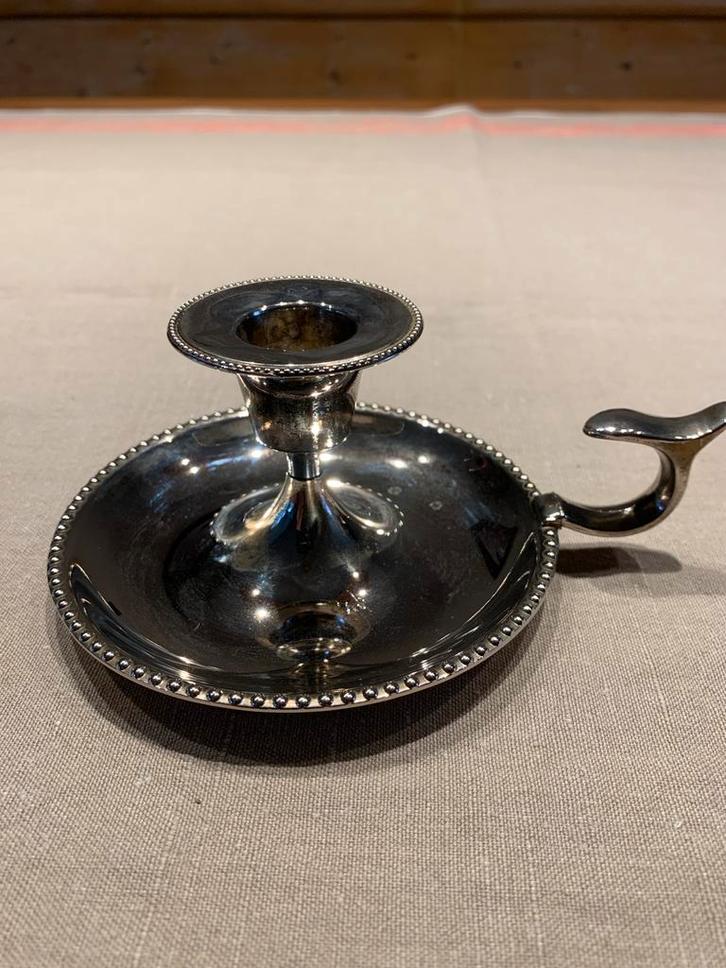 Verzilverde? Blaker met parelrand en Handvat, Antiek en Kunst, Curiosa en Brocante, Ophalen of Verzenden