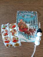 Kerst set, kerstkaart, kerst stickers, houten sneeuwpop, Ophalen of Verzenden, Nieuw