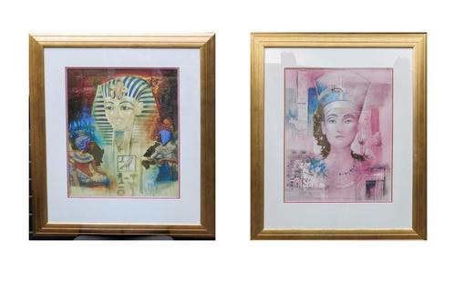 2 Joadoor Prints met Goudaccenten – Farao Toetanchamon & Kon, Huis en Inrichting, Woonaccessoires | Schilderijen, Tekeningen en Foto's
