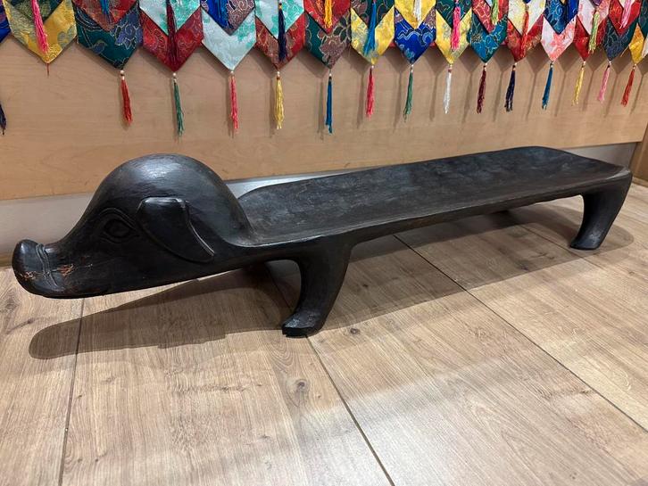 Houten varken – handgesneden bank Filipijnen (Ifugao-stijl), Huis en Inrichting, Woonaccessoires | Overige, Gebruikt, Ophalen