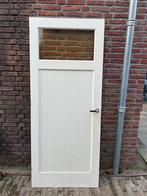 Oude deur jaren 30 met bovenlicht, Doe-het-zelf en Verbouw, Deuren en Horren, Ophalen, Binnendeur, 200 tot 215 cm, Glas