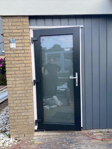 Schuco kunststof achterdeur 980 x 2050 mm HR+++ zwartgrijs beschikbaar voor biedingen