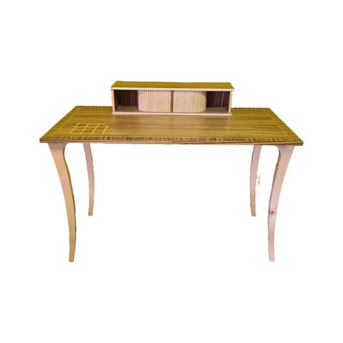 Design bureautje gefineerd met zebrahout, circa jaren 80/90, Huis en Inrichting, Bureaus, Gebruikt, Bureau, Ophalen
