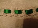 wit kant met groen satijn lint 1,5 cm br pr per meter 0.50, Ophalen of Verzenden, Nieuw, Kant