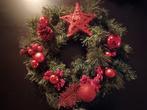 Kerstkrans kerst groen rood Kerstmis krans rond decoratie, Gebruikt, Ophalen of Verzenden