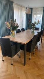 Eettafel H&H Henders en Hazel staal zwart met, Huis en Inrichting, Complete eetkamers, Zo goed als nieuw, 6 tot 8 stoelen, Ophalen