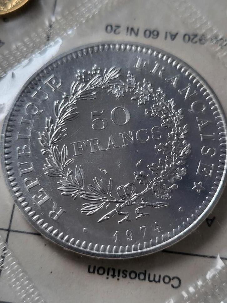 Frankrijk 50 Francs 1974 - Zilver+ set., Postzegels en Munten, Munten | Europa | Niet-Euromunten, Losse munt, Frankrijk, Zilver