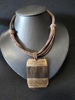 Vintage Maxima stijl ketting en hanger buffelhoorn, Sieraden, Tassen en Uiterlijk, Kettingen, Met hanger, Bruin, Verzenden, Zo goed als nieuw