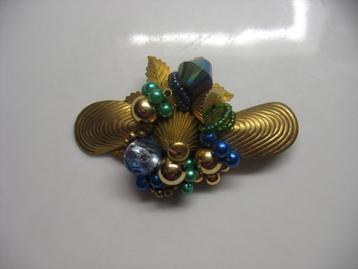 Statement Broche  Blauw- Groen -en Goudkleuren* Vintage beschikbaar voor biedingen