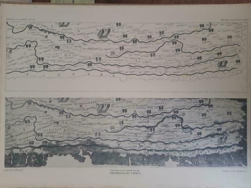 B069 / Plattegrond Tabula Peutingeriana of peuterkaart Lithi, Antiek en Kunst, Kunst | Litho's en Zeefdrukken, Ophalen of Verzenden