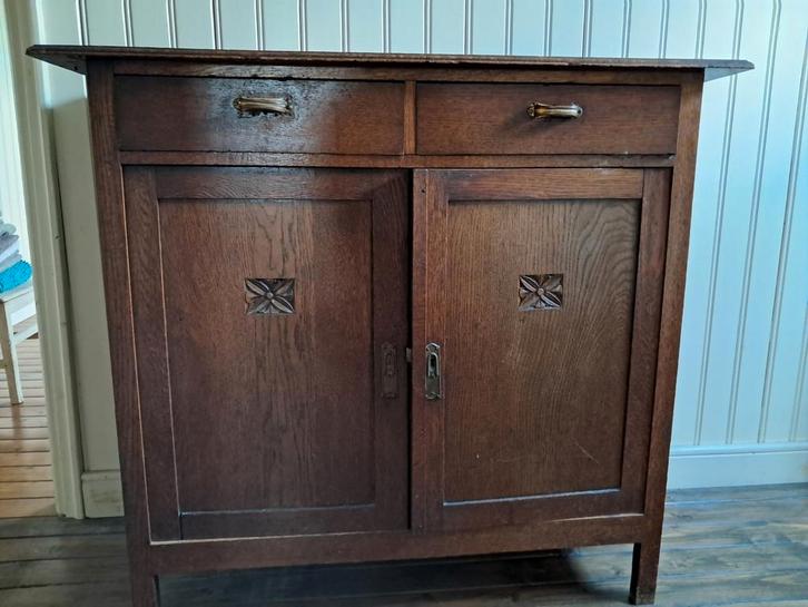 Antiek Eikenhouten Kabinet met Lades en Deuren, Antiek en Kunst, Antiek | Meubels | Kasten, Ophalen