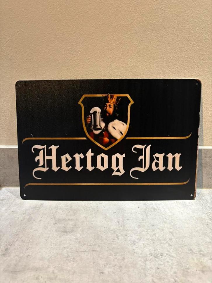 Mancave Bar Café Wanddecoratie metalen bordje Hertog Jan, Verzamelen, Biermerken, Zo goed als nieuw, Reclamebord, Plaat of Schild