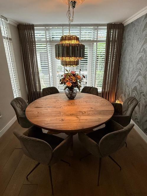 Teak houten tafel Rond, Huis en Inrichting, Tafels | Salontafels, Zo goed als nieuw, 50 tot 75 cm, 150 tot 200 cm, 150 tot 200 cm