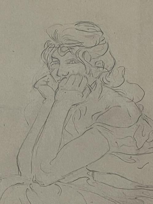 Potloodtekening van Suzanne Crepin (1880-1956), Antiek en Kunst, Kunst | Tekeningen en Foto's, Ophalen of Verzenden