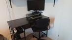 Zwart bureau met bureaustoel br 120 x  d 50 x h 80 cm, Ophalen of Verzenden, Zo goed als nieuw