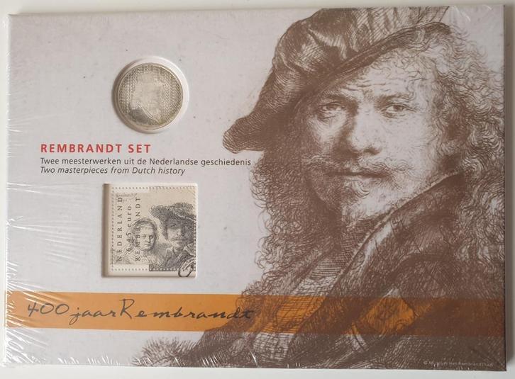 Rembrandt set 2006 met 5 euromunt en eurozegel (ingeseald), Postzegels en Munten, Munten | Nederland, Setje, Euro's, Verzenden