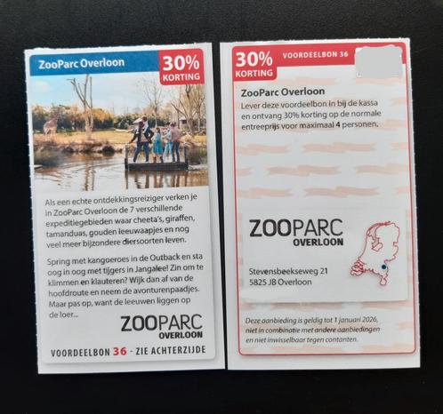 ZooParc Overloon 30% korting voor max. 4 personen, Tickets en Kaartjes, Kortingen en Cadeaubonnen
