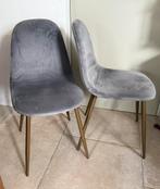 Grijze velvet eetkamerstoelen, Huis en Inrichting, Ophalen, Twee, Zo goed als nieuw, Stof