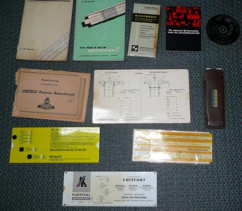22 x vintage REKENLINIAAL & 5 x boek: Kent, REISS, ARISTO SI, Antiek en Kunst, Antiek | Gereedschap en Instrumenten, Ophalen of Verzenden