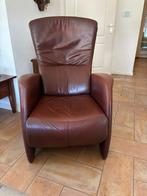 Robuuste Relaxfauteuil cognac bruin leer, Huis en Inrichting, Fauteuils, Ophalen, Gebruikt, Leer, 50 tot 75 cm