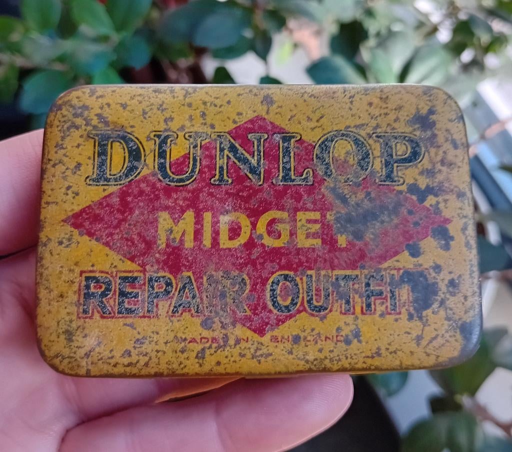 vintage Dunlop midget repair outfit blik, Ophalen of Verzenden, Gebruikt, Overige